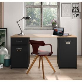 Bristol Γραφείο με 2 Ντουλάπια & 1 Συρτάρι 150x60εκ.  Helvezia Oak/black