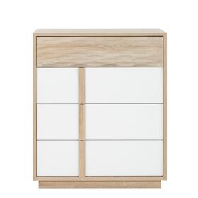 Curtys Συρταριέρα με 4 Συρτάρια 89x45x104εκ. Sonoma oak / Λευκή Γυαλιστερή Λάκα