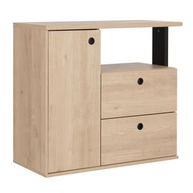 Duplex Συρταριέρα με 2 Συρτάρια & 1 Ντουλάπι 90x40x80εκ. Black/natural Chestnut