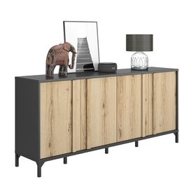 Esteban Μπουφές με 4 Πόρτες 180x40x81εκ. Helvezia oak / Μαύρο