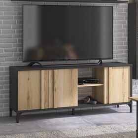 Esteban Έπιπλο Τηλεόρασης με 3 Πόρτες 160x40x66εκ. Helvezia oak / Μαύρο