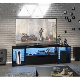 Hack Gamer Έπιπλο Τηλεόρασης 163x45x48εκ. Μαύρο με Μπλε led
