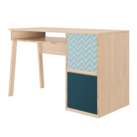Larvik Γραφείο με δύο Πόρτες 123x56x77εκ. Blond oak / Μπλε