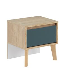 Larvik Κομοδίνο με 1 Συρτάρι 42x36x41εκ. Blond Oak/λευκό/μπλε