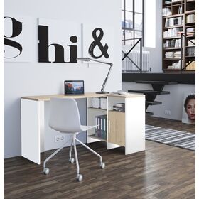 Liverpool Γραφείο Γωνιακό 136x88x76εκ. Natural Chestnut / Λευκό