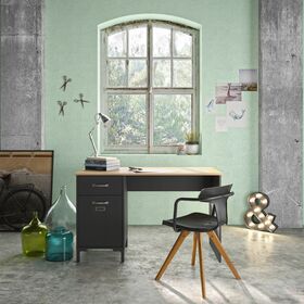 Manchester Γραφείο με 1 Ντουλάπι και 1 Συρτάρι 120x55εκ. Helvezia Oak/black