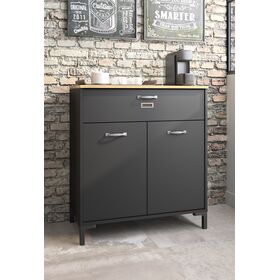 Manchester Ντουλάπι Αποθήκευσης - Κονσόλα  81x41x90εκ. Helvezia oak / Black