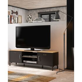 Manchester Έπιπλο Τηλεόρασης 136x40x47εκ. Helvezia oak / Black