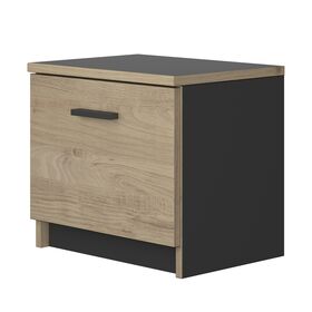 Tonight Κομοδίνο με 1 Πόρτα 40x30x36εκ. Black/ Natural Chestnut