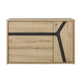Alana Συρταριέρα με 3 Συρτάρια και 1 Πόρτα 117x47x76εκ. Artisan oak / Black Thread