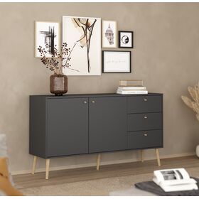 Bodo Μπουφές με 2 Πόρτες και 3 Συρτάρια 147x39x81,7εκ. Γκρι