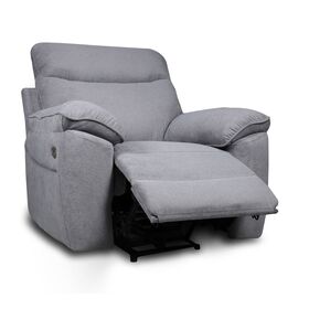 Boston Πολυθρόνα Relax με Ηλεκτρική Ανάκλιση 101x100x102εκ. Γκρι Ανοιχτό Ύφασμα