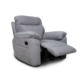 Boston Πολυθρόνα Relax με Χειροκίνητη Ανάκλιση 101x100x102εκ. Γκρι Ανοιχτό Ύφασμα