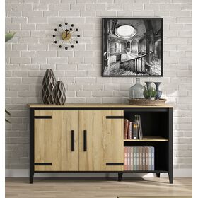 Cork Μπουφές με δύο Πόρτες 165x45x90εκ. Golden oak / Μαύρο