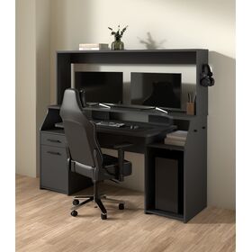 Function Plus Gaming Γραφείο με 1 Πόρτα και 1 Συρτάρι 171x62,2x149,6εκ. Γκρι