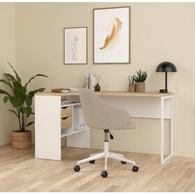 Function Plus Γραφείο Γωνιακό με δύο Συρτάρια 145,1x81x76,8εκ. Λευκό / Jackson Hickory