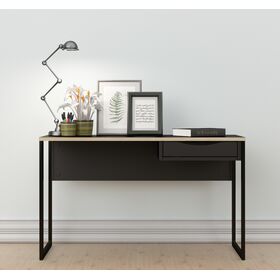 Function Plus Γραφείο με 1 Συρτάρι 110x48,4x76,8εκ. Μαύρο /  Δρυς