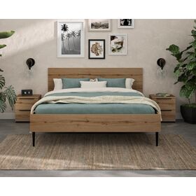 Lucian Κρεβάτι Διπλό 166x206x90εκ. ( για Στρώμα 160x200εκ. ) Helvezia oak