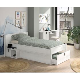 Lugano Κρεβάτι με Αποθηκευτικό Χώρο 207x123x80εκ. (  για Στρώμα 90x190εκ. ή 90x200εκ. ) Whitewashed oak