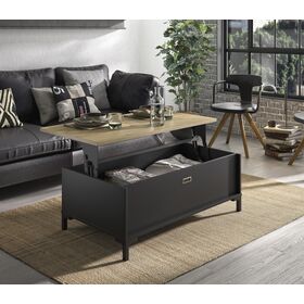 Manchester Τραπεζάκι Σαλονιού με Σερβιτόρο 109x60x36εκ. Helvezia oak / Black