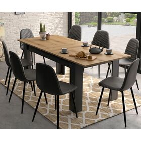 Manchester Τραπέζι Επεκτεινόμενο 160/200x90x77εκ. Helvezia oak / Black