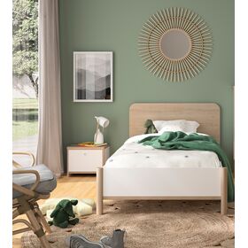 Matis Κρεβάτι Ημίδιπλο 135x208x80εκ. ( για Στρώμα 120x200εκ. ) Natural Chestnut / Λευκό