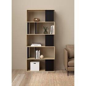 Maze Βιβλιοθήκη  80x29,5x173,5εκ. Δρυς / Μαύρο