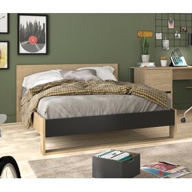 Nael Κρεβάτι Διπλό 150x205x80εκ. ( για Στρώμα 140x200εκ. )  Rookwood oak / Μαύρο