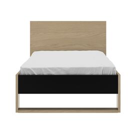 Nael Κρεβάτι Μονό 100x195x80εκ. (  για Στρώμα 90x200εκ. ) Rookwood oak / Μαύρο