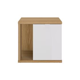 Otello Κομοδίνο με μία Πόρτα 45x35x42εκ. Helvezia oak / Λευκό
