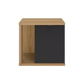 Otello Κομοδίνο με μία Πόρτα 45x35x42εκ. Helvezia oak / Μαύρο