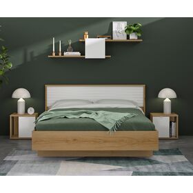Otello Κρεβάτι Υπέρδιπλο 200x93x204εκ. ( για Στρώμα 180x200εκ.) Helvezia oak / Λευκό