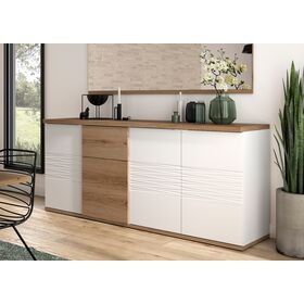 Otello Μπουφές με 4 Πόρτες και 1 Συρτάρι 208x47x87εκ. Helvezia oak / Λευκό