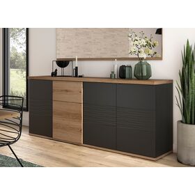 Otello Μπουφές με 4 Πόρτες και 1 Συρτάρι 208x47x87εκ. Helvezia oak / Μαύρο