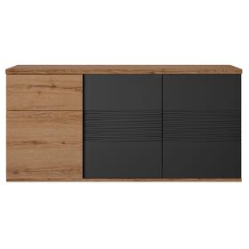 Otello Μπουφές με 3 Πόρτες και 1 Συρτάρι 180x47x87εκ.  Helvezia oak / Μαύρο