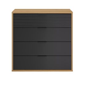 Otello Συρταριέρα με 4 Συρτάρια 106x45x103εκ. Helvezia oak / Μαύρο