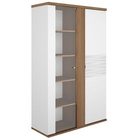 Otello Βιτρίνα με δυο Πόρτες 110x45x178εκ. Helvezia oak / Λευκό