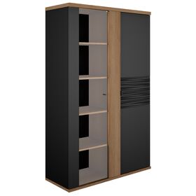 Otello Βιτρίνα με δυο Πόρτες 110x45x178εκ. Helvezia oak / Μαύρο