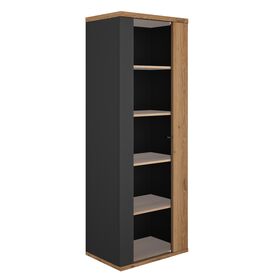 Otello Βιτρίνα με μία Πόρτα 64x45x178εκ. Helvezia oak / Μαύρο