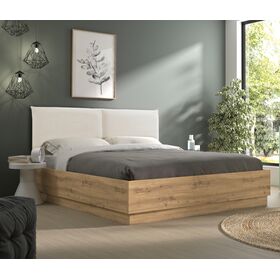 Rivoli Κρεβάτι Διπλό με Αποθηκευτικό Χώρο 145x196x101εκ. ( για Στρώμα 140x190εκ. ) Artisan oak /  Μπεζ Ύφασμα