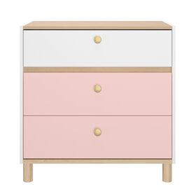 Romy Συρταριέρα με 3 Συρτάρια 81x45x82εκ. Λευκό / ροζ / Blond oak