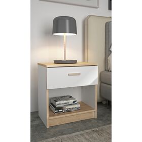 Tulle Κομοδίνο με ένα Συρτάρι 48x52x35εκ. Λευκό / Blond oak