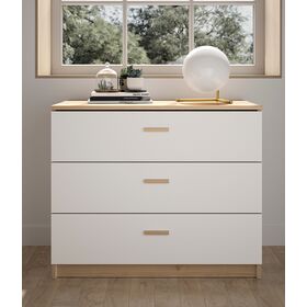 Tulle Συρταριέρα με Τρία Συρτάρια 92x45x76εκ.  Λευκό / Blond oak