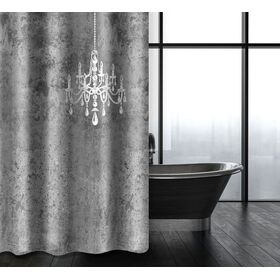 Κουρτίνα Μπάνιου Abstract des 116 Anthracite με Κρίκους 180x200 Saint Clair  100% Polyester