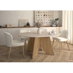 Galeo Τραπέζι Επεκτεινόμενο Στρογγυλό 120/160x120x74εκ. Bocage oak / Mineral Gravity