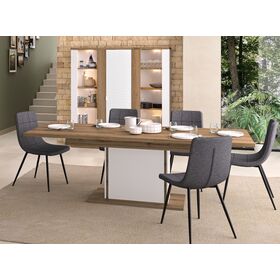 Otello Τραπέζι Τραπεζαρίας Επεκτεινόμενο 160/205x90x77εκ. Helvezia oak / Λευκό