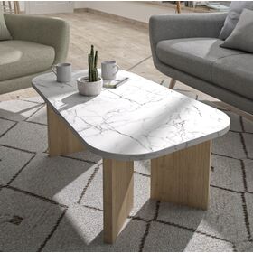 Quartz Τραπεζάκι Σαλονιού 105x58x39εκ. Natural Chestnut / Marble