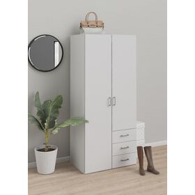 Space Ντουλάπα με 2 Πόρτες και 3 Συρτάρια 77,6x49,5x175,4εκ. Λευκό