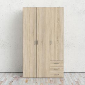 Space Ντουλάπα με 3 Πόρτες και 3 Συρτάρια 115,8x49,5x200,4εκ. Δρυς