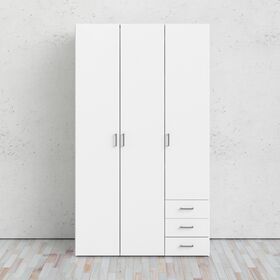 Space Ντουλάπα με 3 Πόρτες και 3 Συρτάρια 115,8x49,5x200,4εκ. Λευκό